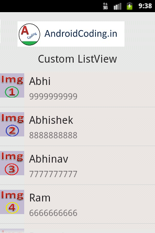 android custom listview