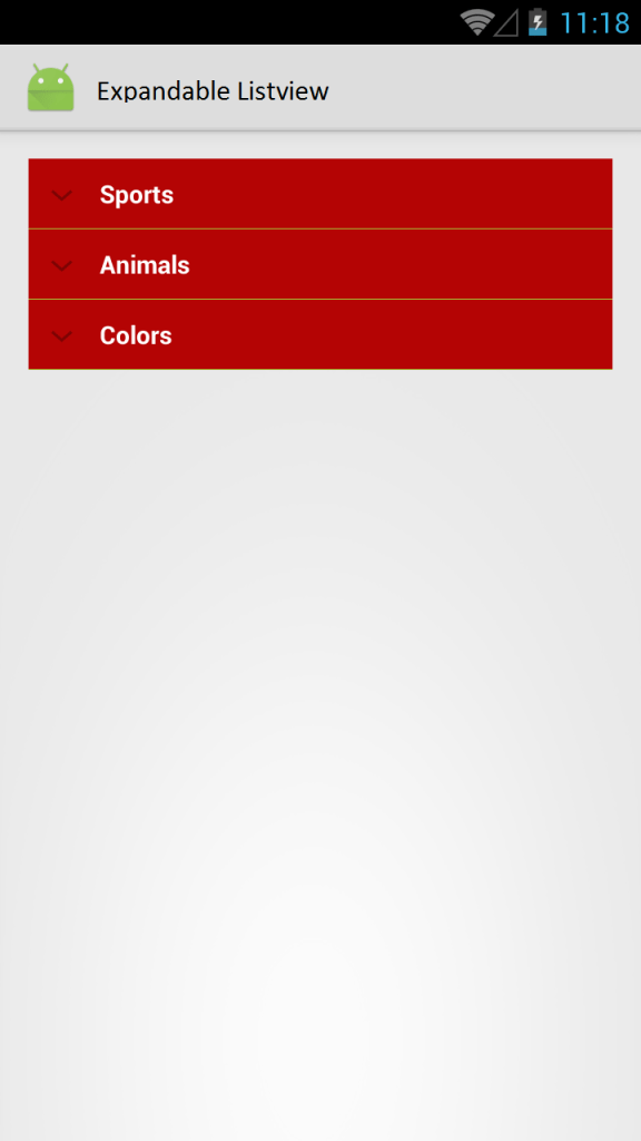 Android Expandable Listview example
