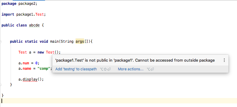 java access modifiers