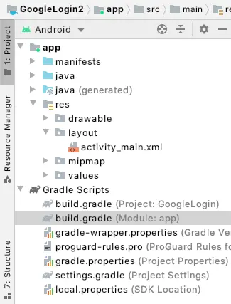Android google login