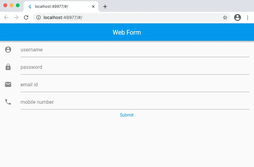 flutter web app form